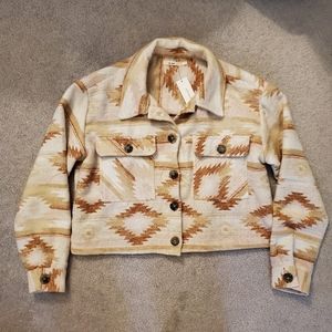New Francesca's Aztec Cropped Jacket